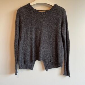 Madewell Womens Sweater Gray Asymmetric Back Long Sleeve Cotton Blend Sweater XS